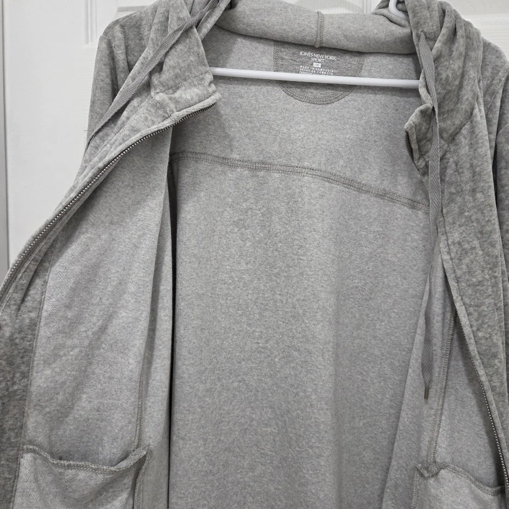 Jones New York Sport Velour Hoodie Gray Zip Front SZ 1X - Picture 11 of 15